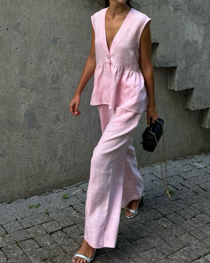 Persis | Komplet damski casual z topem na ramiączkach