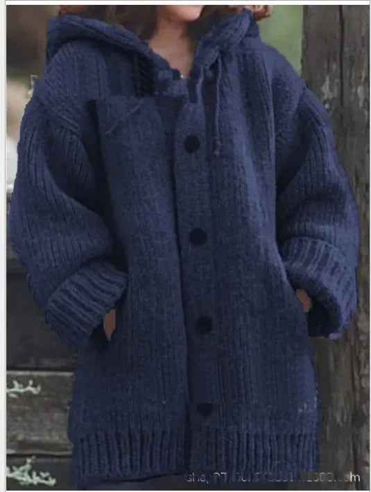 Katarzyna - Damski sweter kardigan z grubej dzianiny