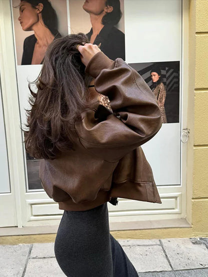 Elysia | Damska Kurtka Skórzana w Stylu Bomber