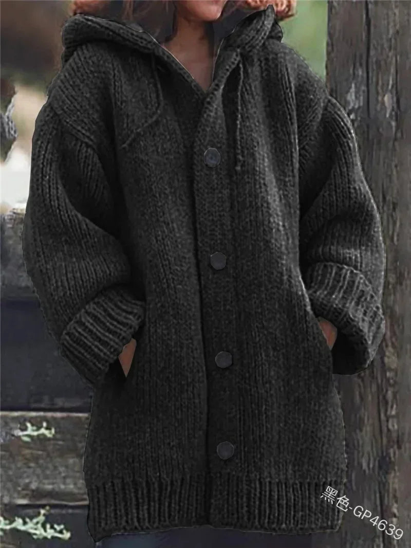 Katarzyna - Damski sweter kardigan z grubej dzianiny