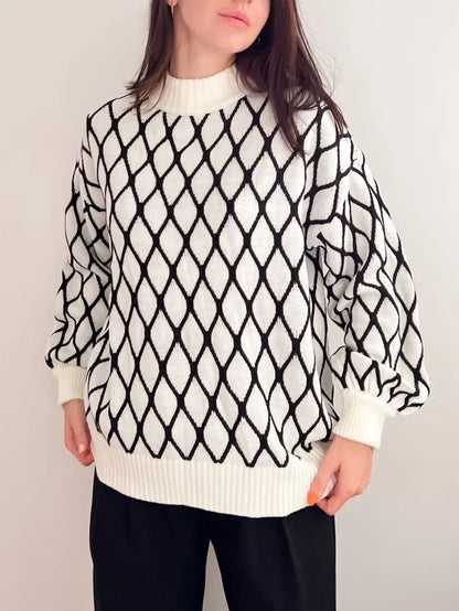 Averia - Damski sweter w geometryczne paski