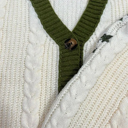 Ismara - Damski Sweter Kardigan z Haftowanymi Rękawami i Guzikami
