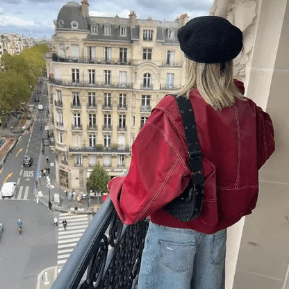 Roksana | Oversize’owa skórzana kurtka w stylu casual w uniwersalnej czerni