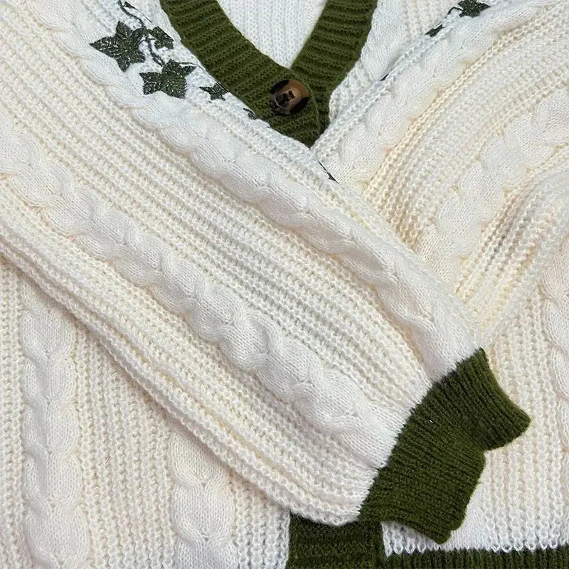 Ismara - Damski Sweter Kardigan z Haftowanymi Rękawami i Guzikami