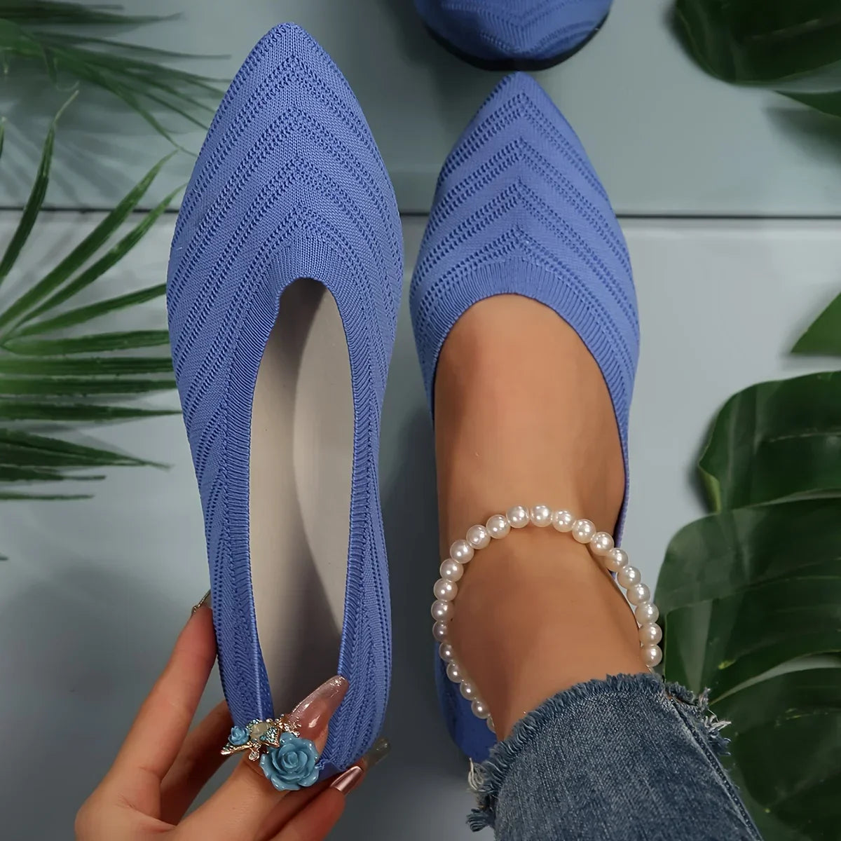 Seraphine - Eleganckie Damskie Baleriny z Tkaniny Siateczkowej