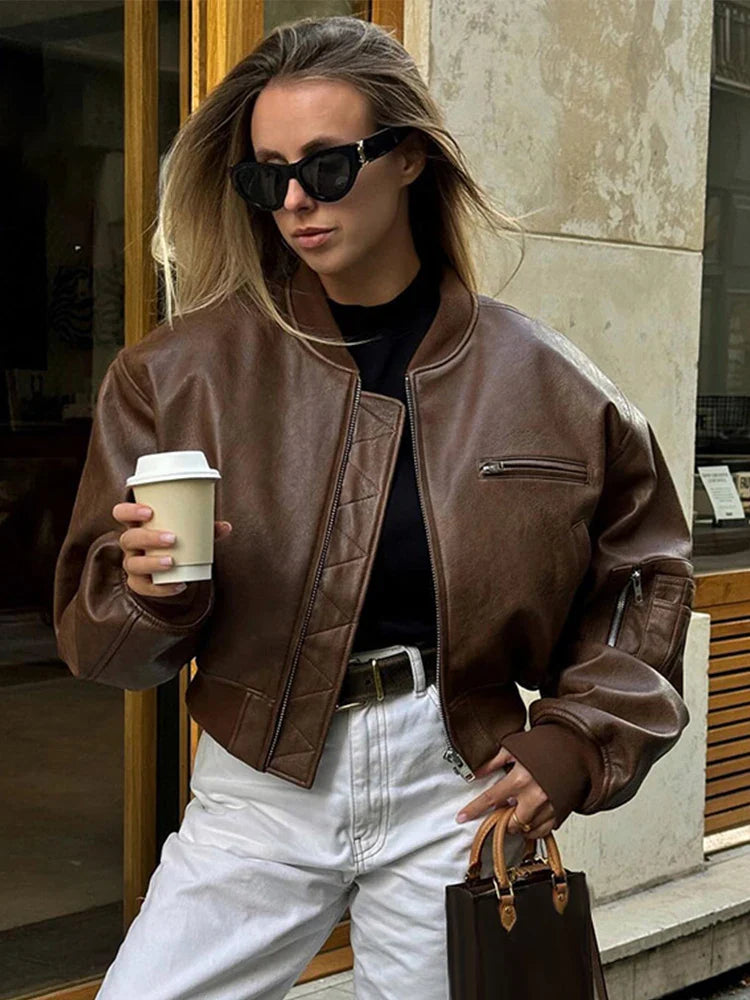 Elysia | Damska Kurtka Skórzana w Stylu Bomber