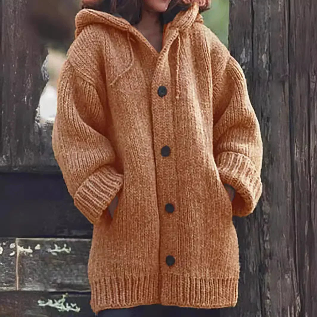 Katarzyna - Damski sweter kardigan z grubej dzianiny