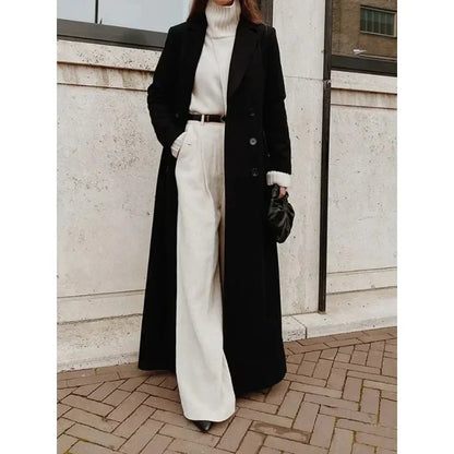Cordelia | Długi damski płaszcz dwurzędowy