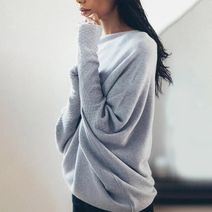 Lody | Miękki Sweter Oversize z Dekoltem Łódka