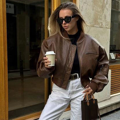 Elysia | Damska Kurtka Skórzana w Stylu Bomber