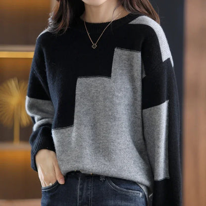 Magda - Damski sweter z geometrycznym wzorem