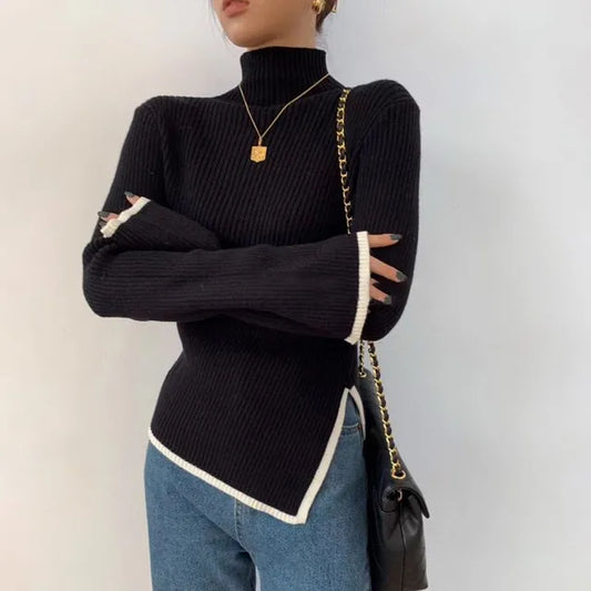 Emilia - Damski sweter z wysokim kołnierzem