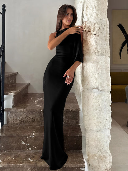 Willow | Sukienka wieczorowa z asymetrycznym wiązaniem na ramię, elegancka stylowa