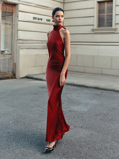 Teresa | Sukienka wieczorowa z odkrytymi plecami i wiązaniem, elegancka zmysłowa