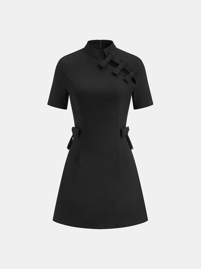 Samantha | Sukienka damska z krótkim rękawem i ozdobnymi wycięciami, modna elegancka