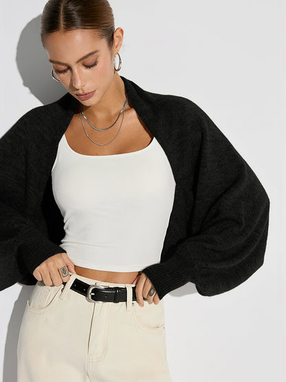 Fiona | Sweter damski typu bolerko z szerokimi rękawami, modny dzianinowy