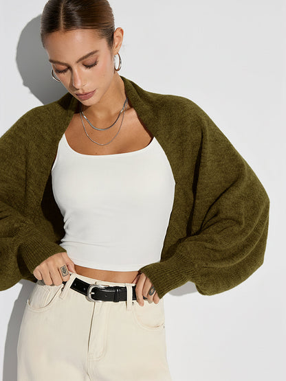Fiona | Sweter damski typu bolerko z szerokimi rękawami, modny dzianinowy