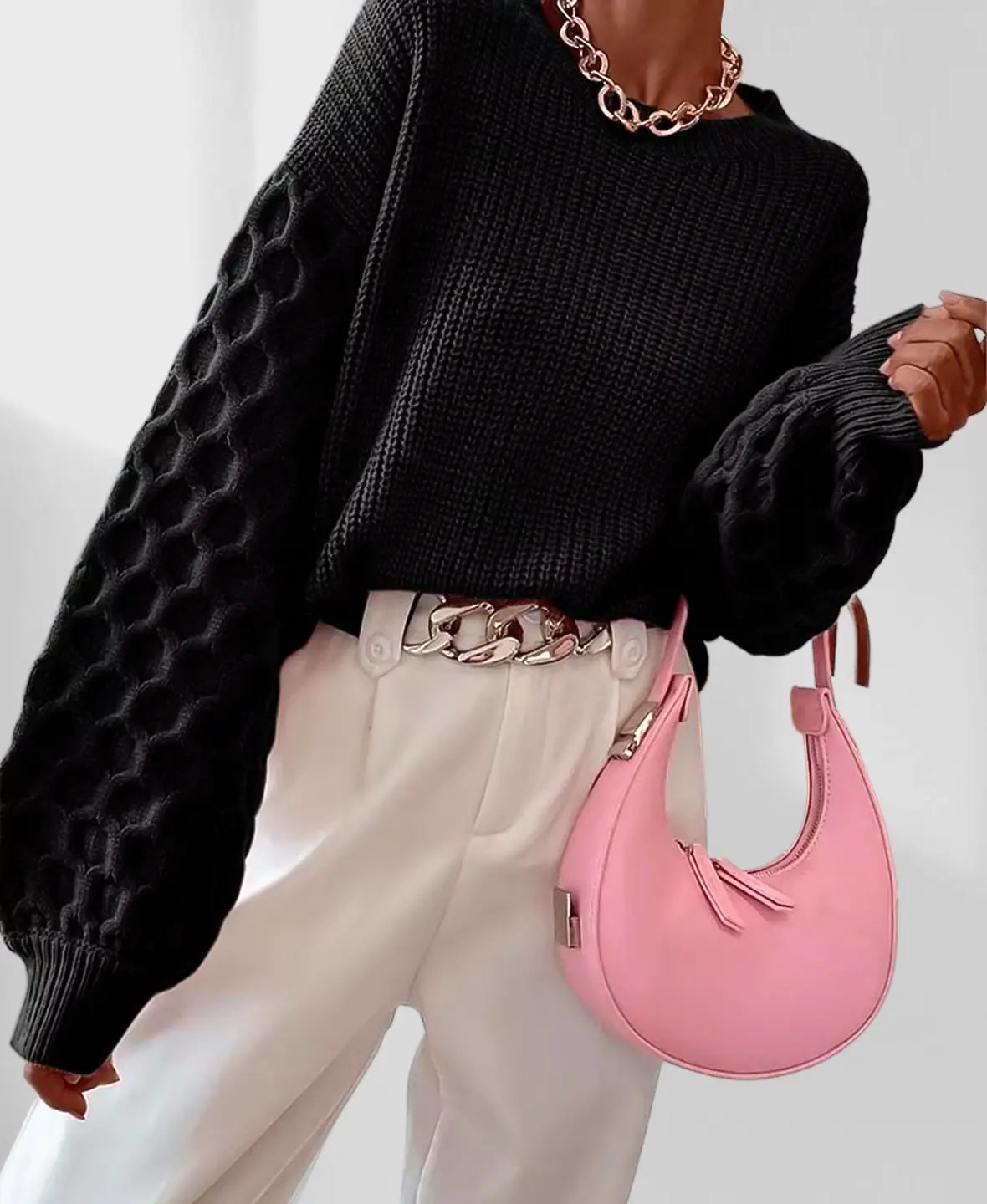 Pearl – damski sweter z dzianiny o wzorze plastra miodu