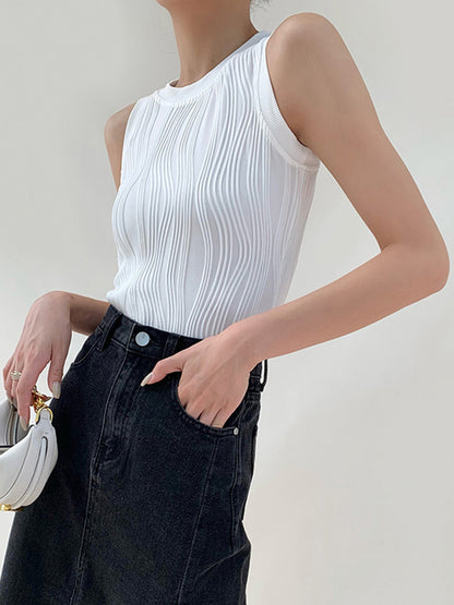 Renesmee | Top damski bez rękawów z plisowanym przodem, elegancki fason