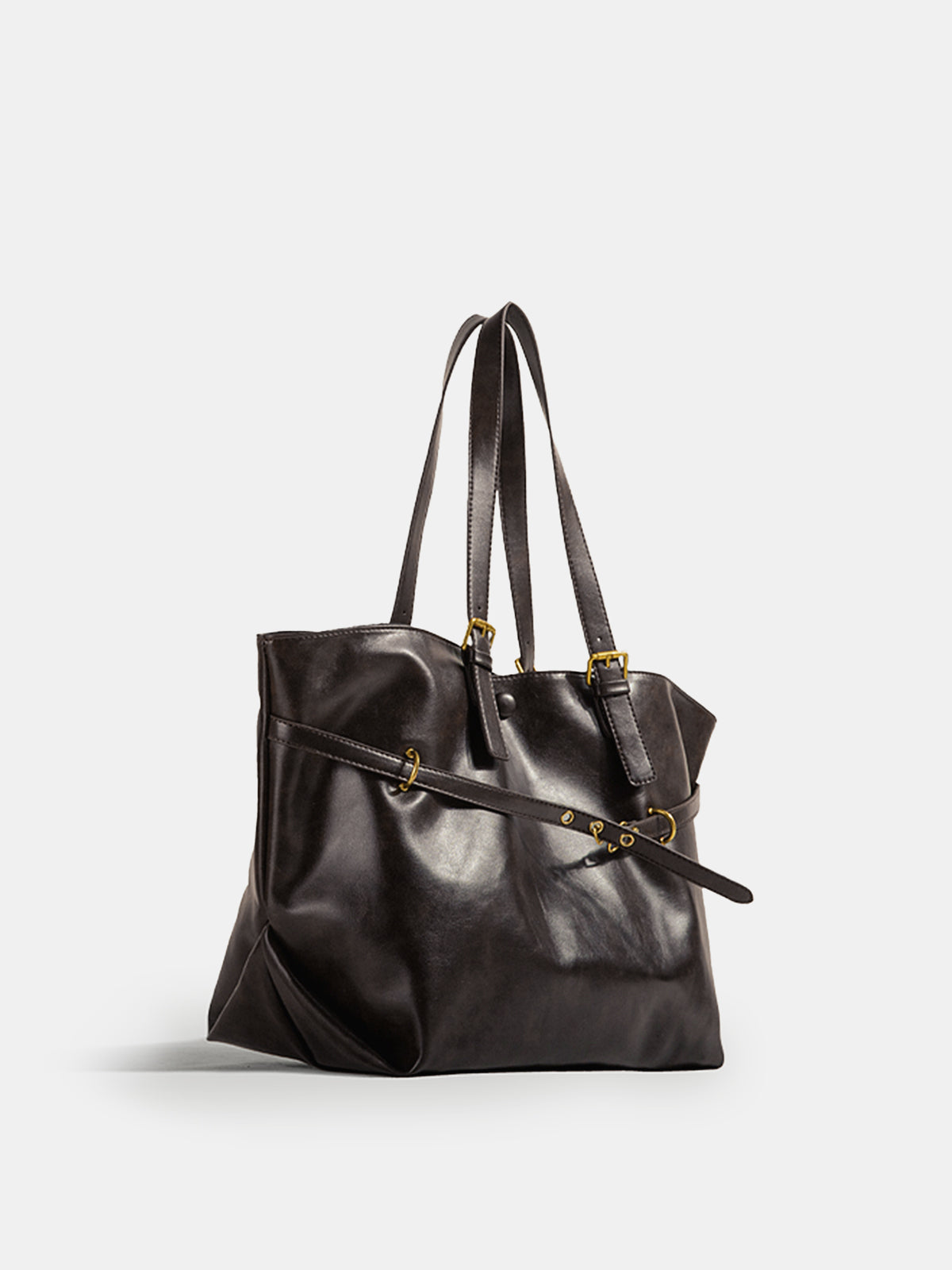 Iris | Torba shopper z ozdobnymi paskami i klamrami, stylowa pojemna
