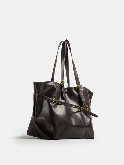 Iris | Torba shopper z ozdobnymi paskami i klamrami, stylowa pojemna