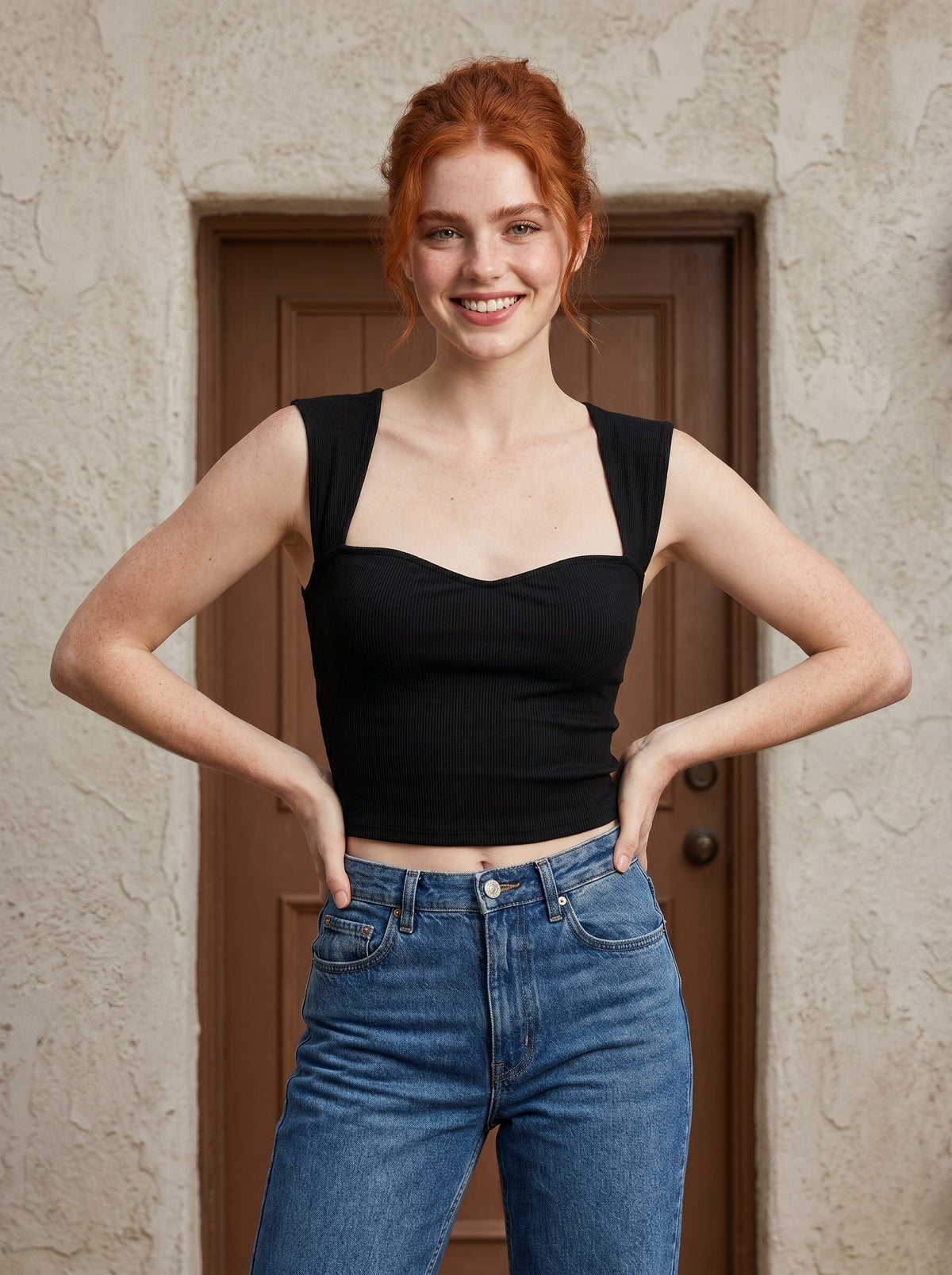 Lindy | Top damski Luce rib crop z kwadratowym dekoltem