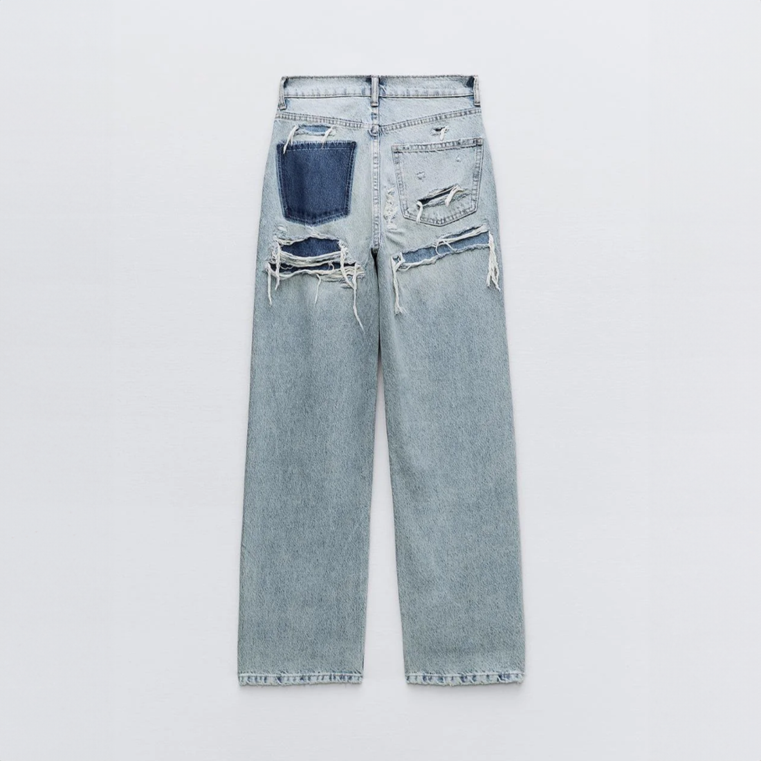 Lauren | jeansy damskie vintage z przetarciami i patchworkowym detalem