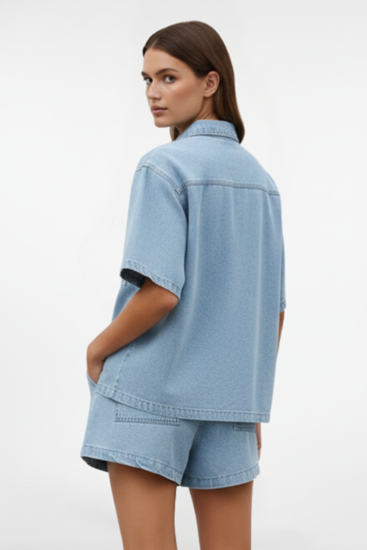 Rosemary | Komplet damski z krótkim rękawem i szortami letni casual