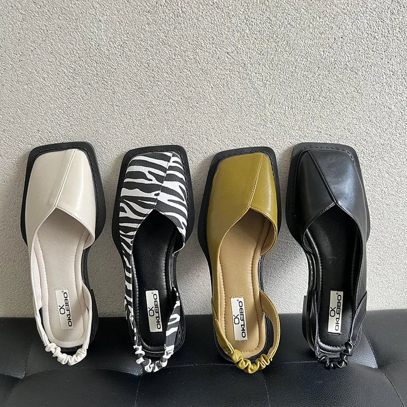 Denise | Sandały damskie slingback z kwadratowym noskiem w nowoczesnym stylu