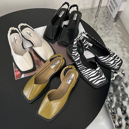Denise | Sandały damskie slingback z kwadratowym noskiem w nowoczesnym stylu