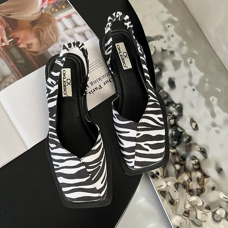 Denise | Sandały damskie slingback z kwadratowym noskiem w nowoczesnym stylu