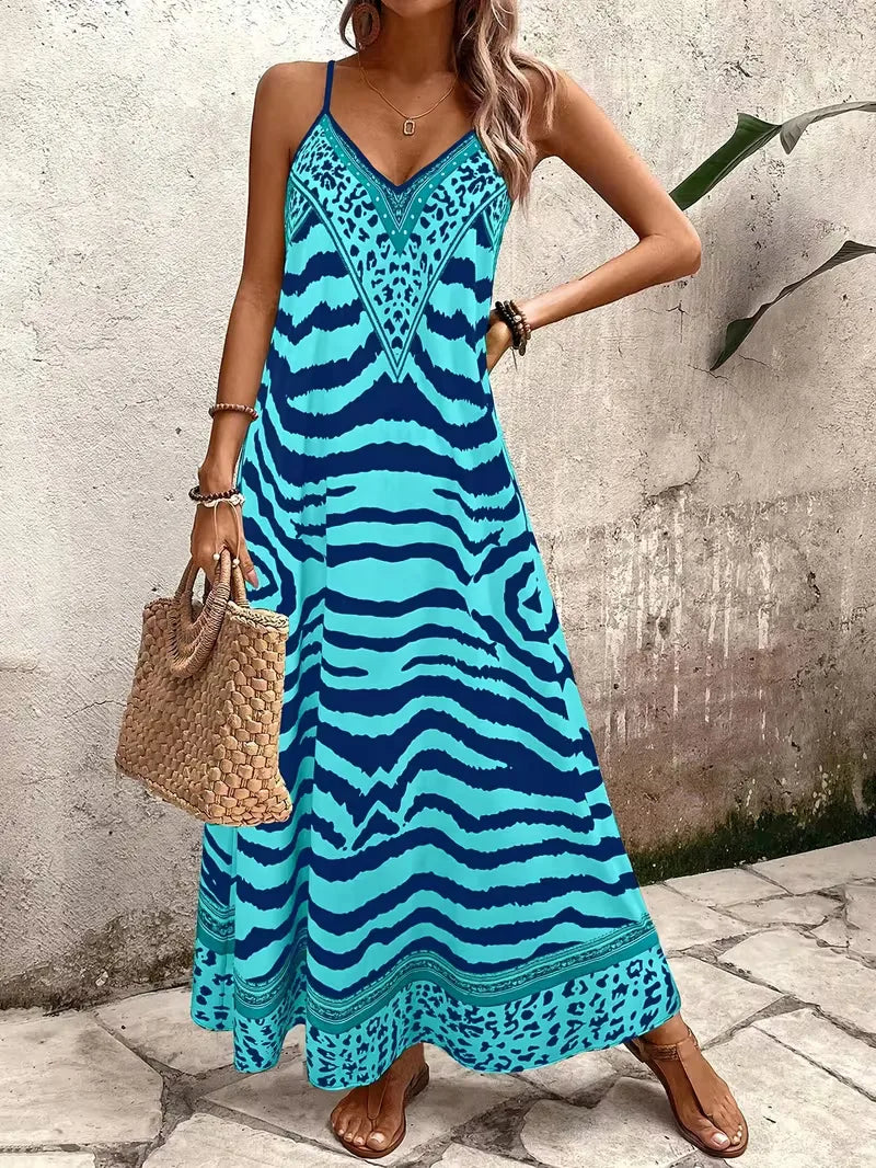 Lillian | Damska suknia wieczorowa maxi w panterkę