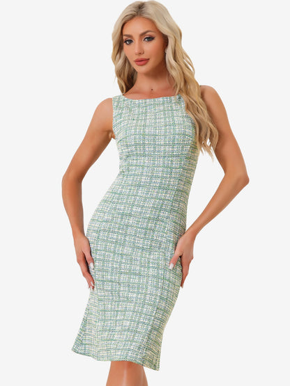 Callie | Sukienka damska midi w kratę bez rękawów, elegancka wieczorowa
