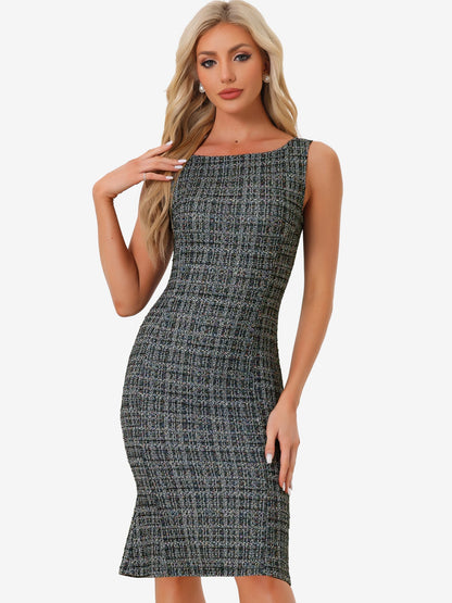 Callie | Sukienka damska midi w kratę bez rękawów, elegancka wieczorowa