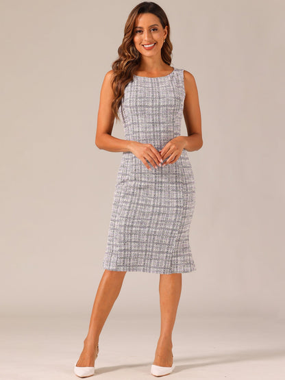 Callie | Sukienka damska midi w kratę bez rękawów, elegancka wieczorowa