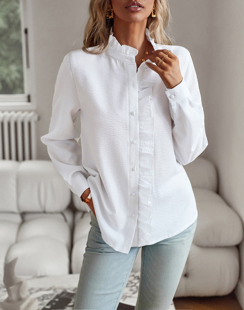Irene | Damska elegancka bluzka z cienkiej tkaniny z falbanami, stylowa lekka