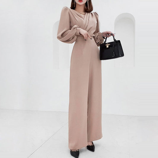 Naomi | Damski kombinezon z dekoltem w serek i wysokim stanem, elegancki modny