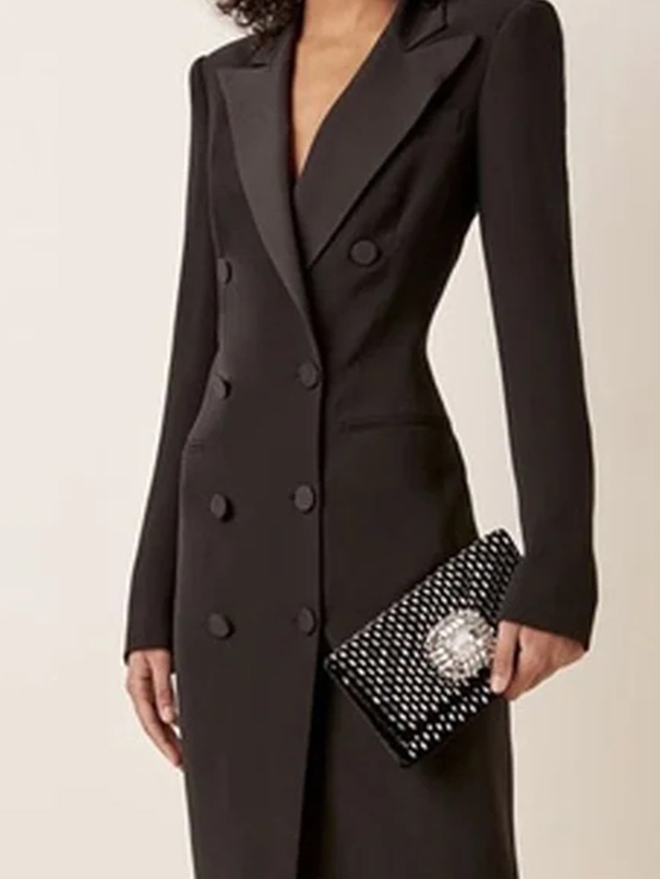 Eliza | Elegancka damska sukienka z kołnierzem typu blazer, ponadczasowy i stylowy fason na każdą porę roku