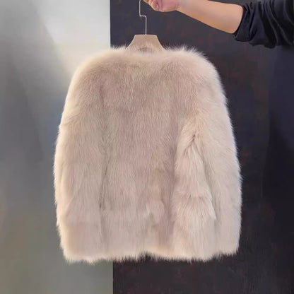 Blanche – Elegancka, modna, luksusowa kurtka damska z kieszeniami, wykonana z imitacji futra