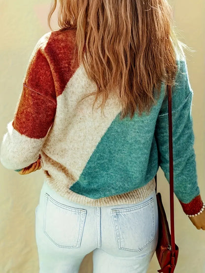 Bettina – damski sweter w geometryczne wzory – jesień