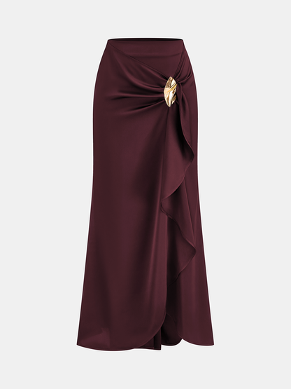 Ethel | Spódnica maxi damska asymetryczna z falbanami regular fit