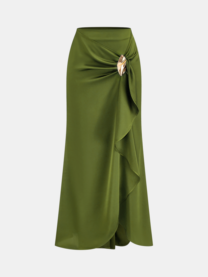 Ethel | Spódnica maxi damska asymetryczna z falbanami regular fit
