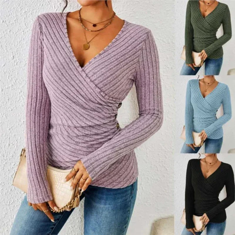 Marvella - Sweter Damski z Dekoltem V | Elegancki Sweterek Damski na Co Dzień
