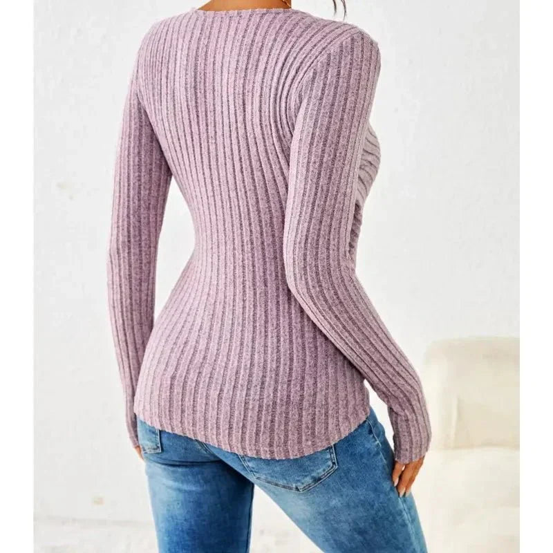 Marvella - Sweter Damski z Dekoltem V | Elegancki Sweterek Damski na Co Dzień