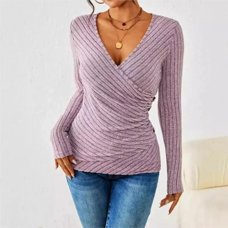 Marvella - Sweter Damski z Dekoltem V | Elegancki Sweterek Damski na Co Dzień