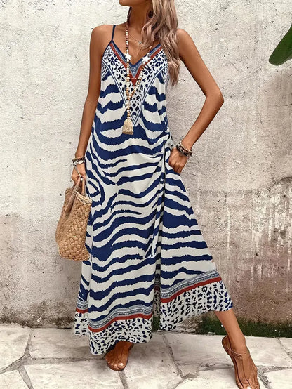Lillian | Damska suknia wieczorowa maxi w panterkę
