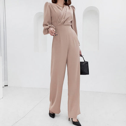 Naomi | Damski kombinezon z dekoltem w serek i wysokim stanem, elegancki modny