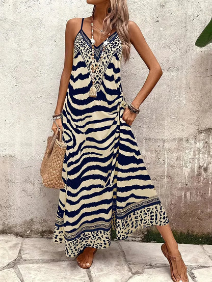 Lillian | Damska suknia wieczorowa maxi w panterkę