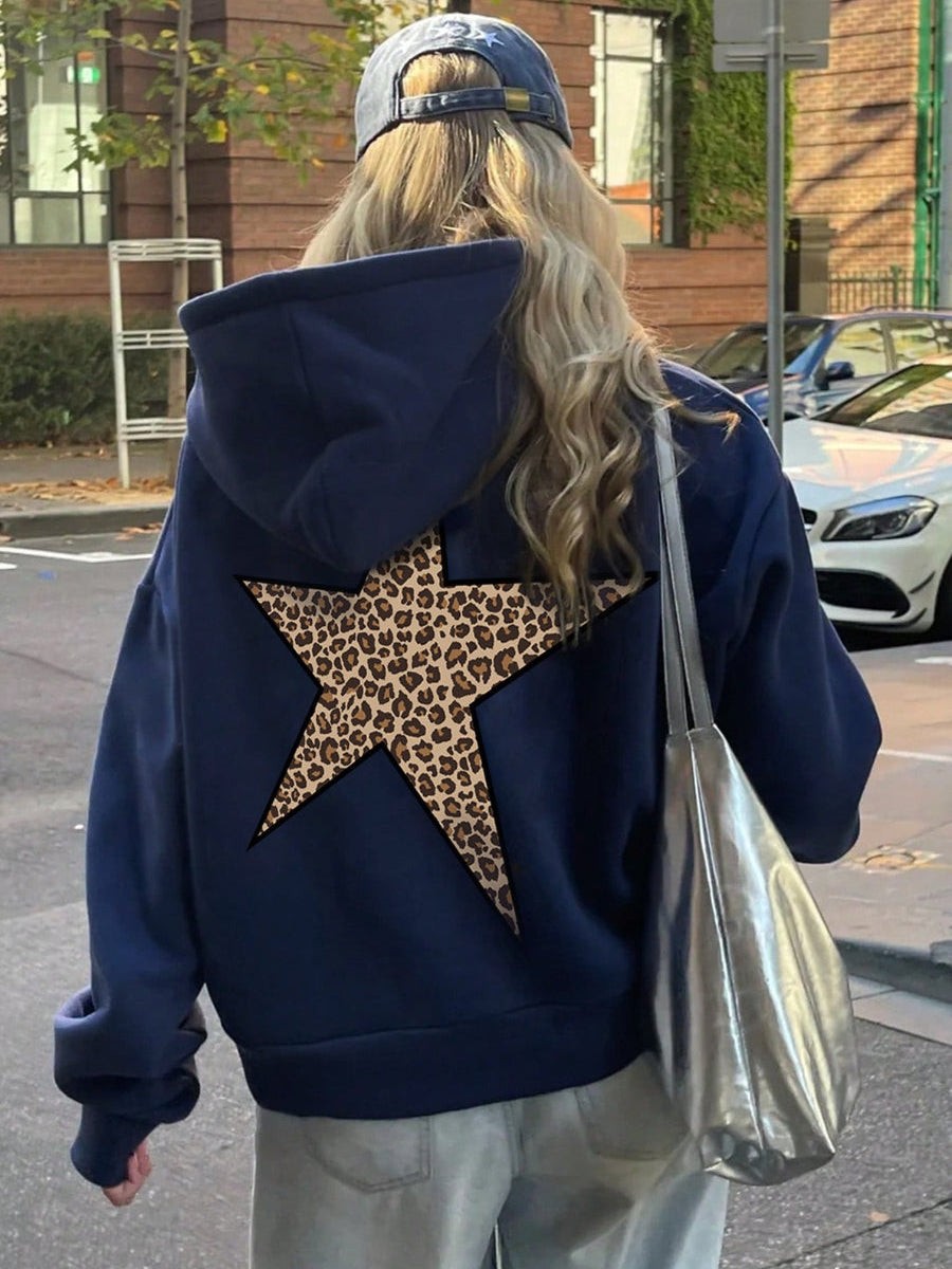 Justine | Damska bluza oversize z kapturem z graficznym nadrukiem