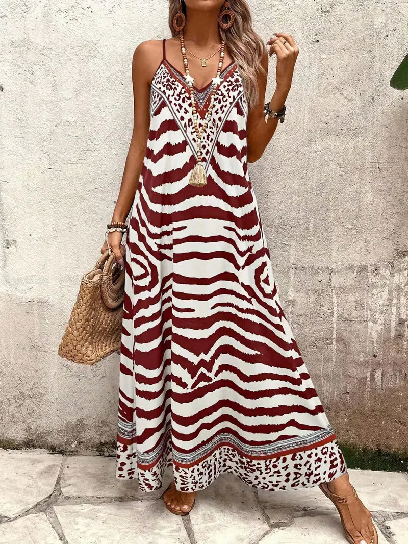 Lillian | Damska suknia wieczorowa maxi w panterkę